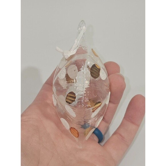 VINTAGE Hollow Clear Blown Glass Christmas Ornament Polka Dot Star Decor EUC - Picture 2 of 4